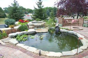 Large Tualatin water feature, fountain and koi pond