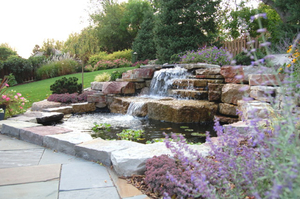 Large Lake Oswego waterfall and pond feature project