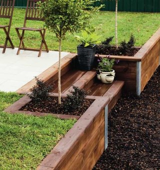 modern wood retaining wall