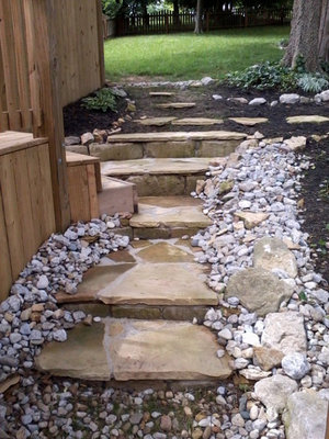 Natural flat stone garden stairway - Beaverton